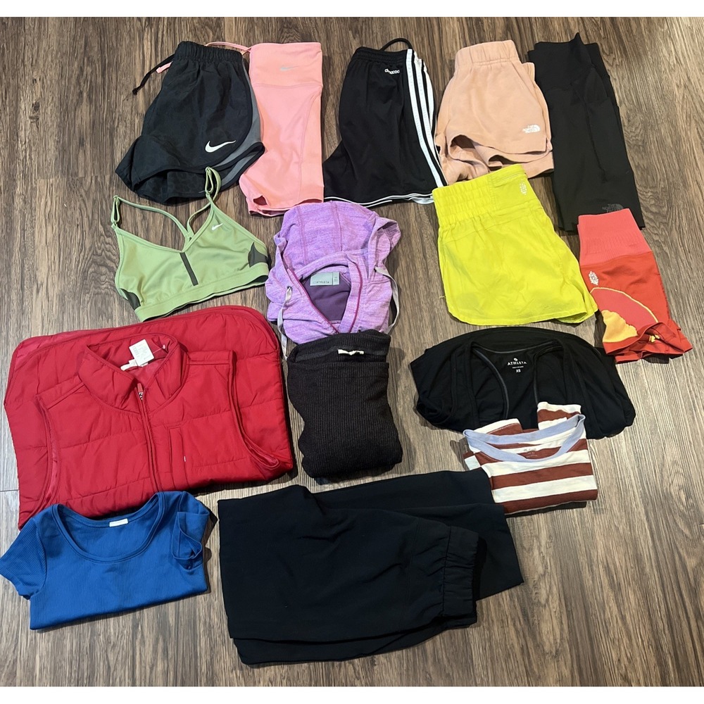 Lot of 15 Women's Tops Shorts Pants Hoodies Shorts Great Brands Size XS READ